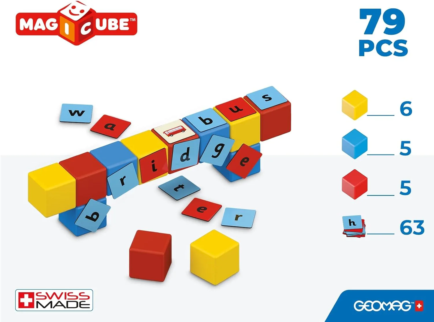 Магнитен конструктор, Geomag, Magicube, Съставяне на думи, 79 части - Image 4