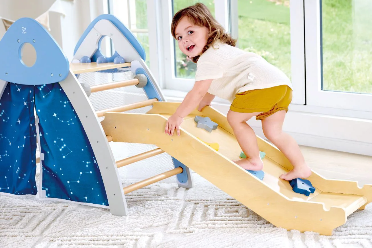 Дървен комплект, Hape, 4 в 1 Комплект за катерене и пързаляне, 176.28 x 52.5 x 79.25 см - Image 4