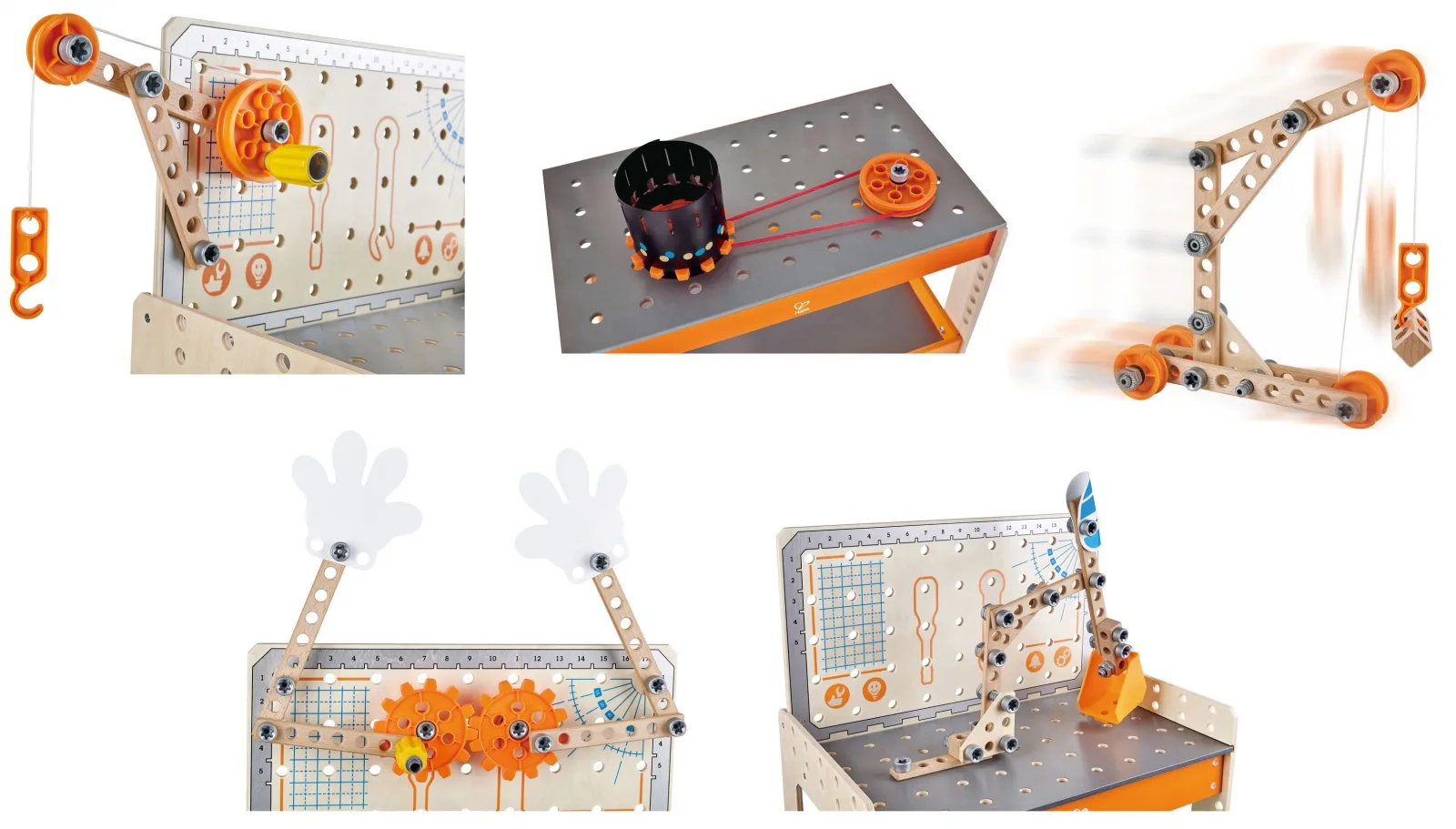 Игрален комплект, Hape, Дървена работна маса, Млад изобретател, 79 части - Image 4