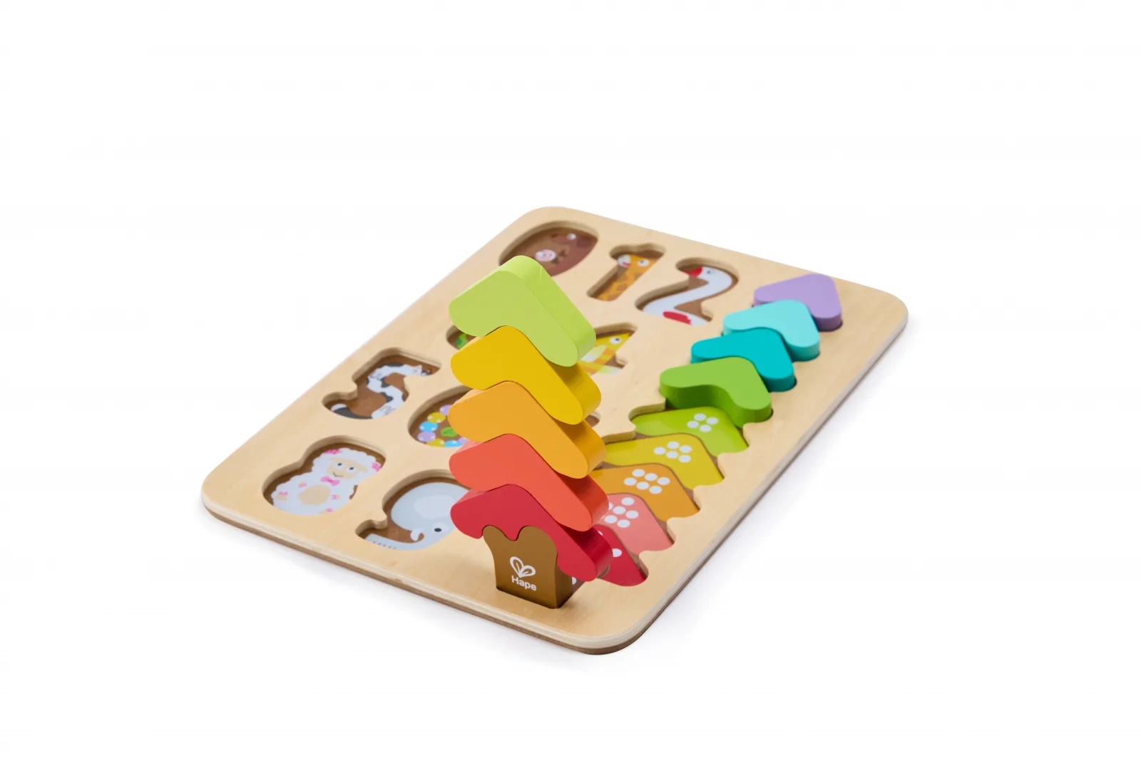 Дървен пъзел, Hape, цветове и форми, 9 части - Image 6