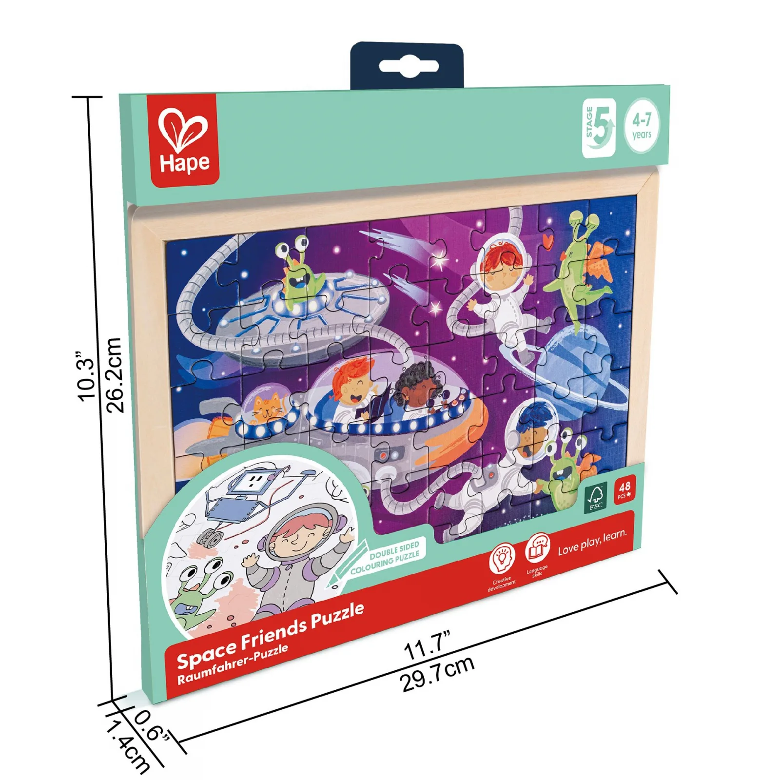 Дървен пъзел, Hape, Космически приятели, 48 части - Image 5