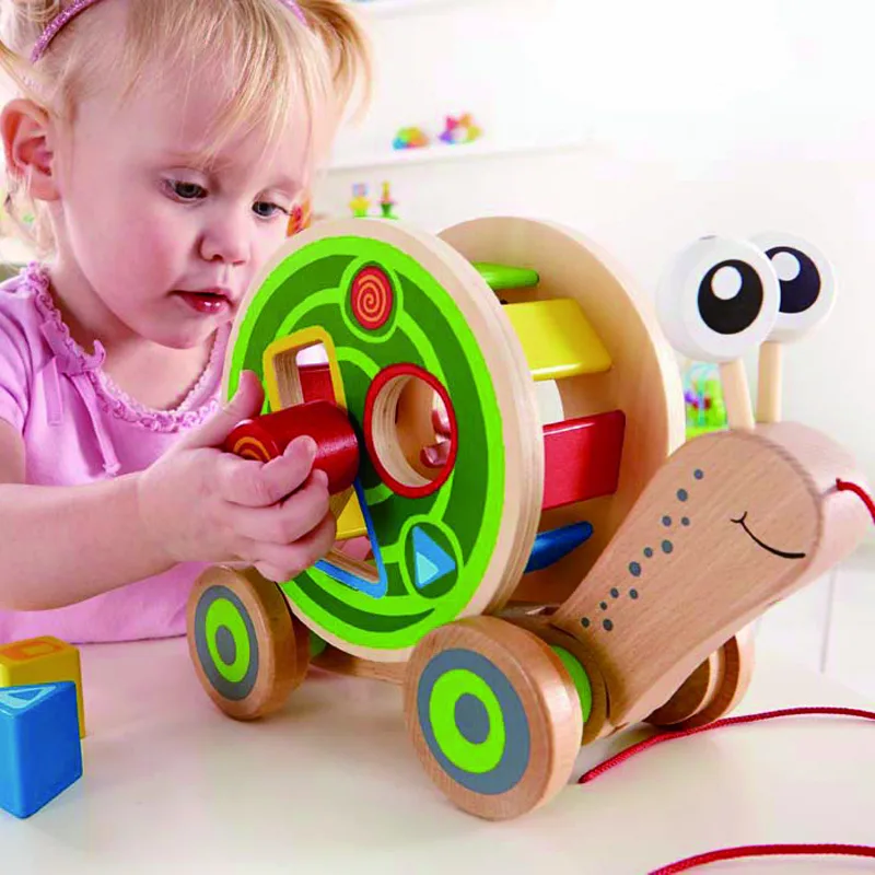 Дървена играчка за бутане - Охлюв - Image 2