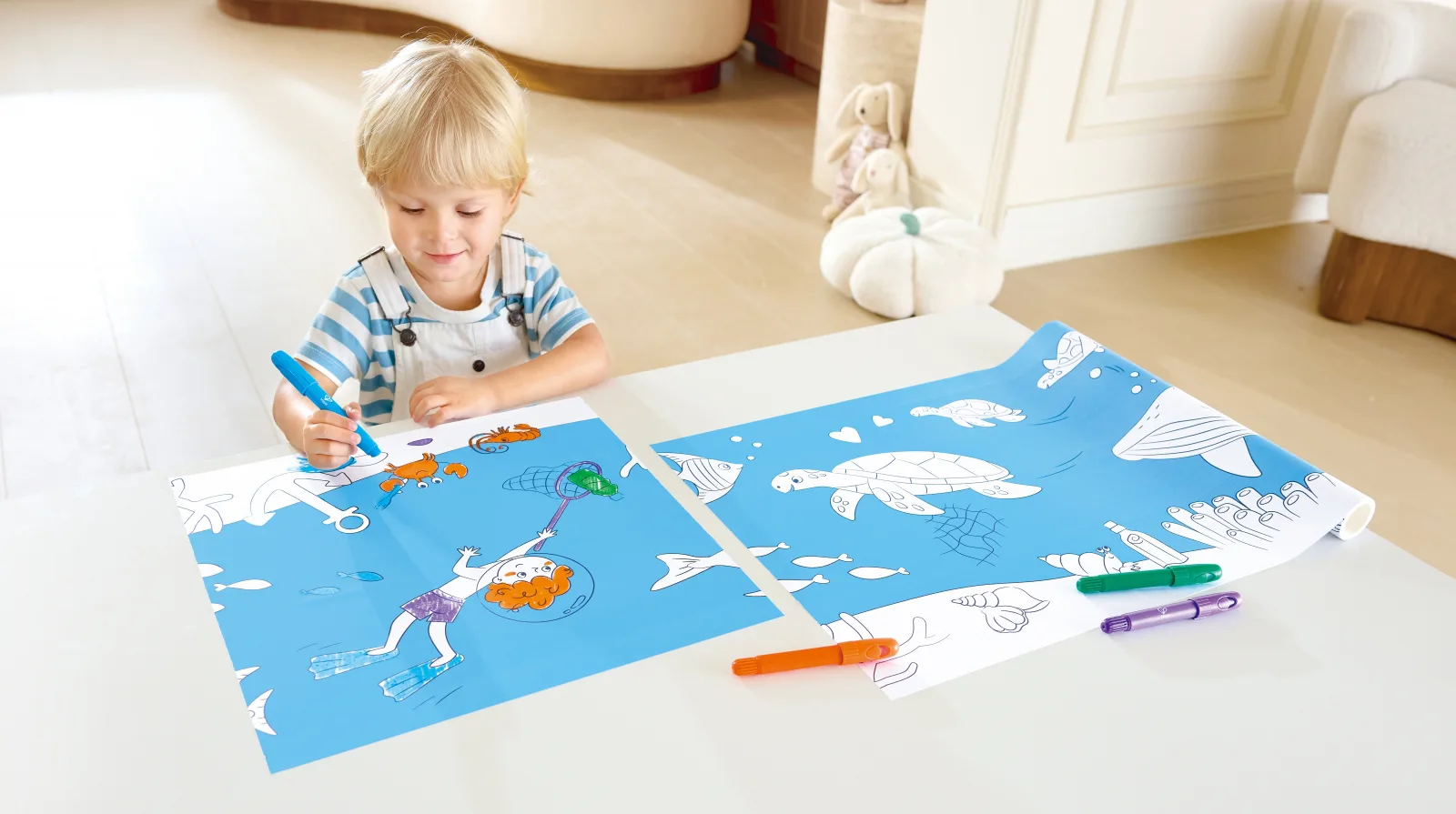 Творчески комплект, Hape, Хартиена ролка за оцветяване, Океан - Image 6
