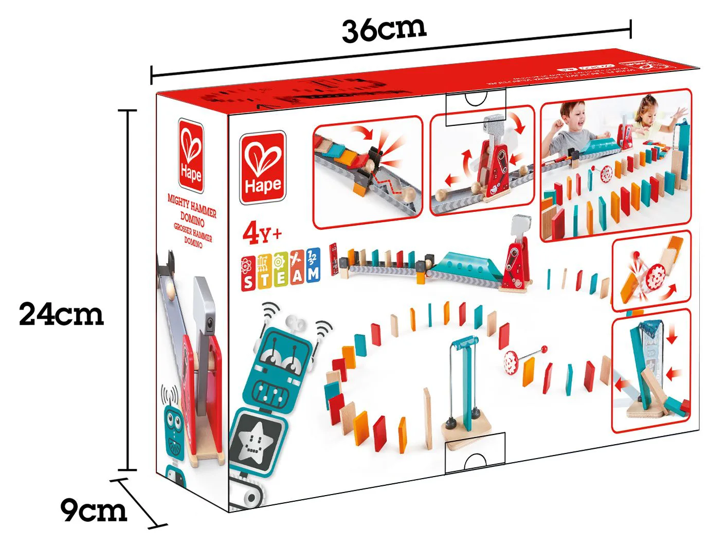 Комплект дървена игра, Hape, Домино, Мощен удар, 59 части - Image 6