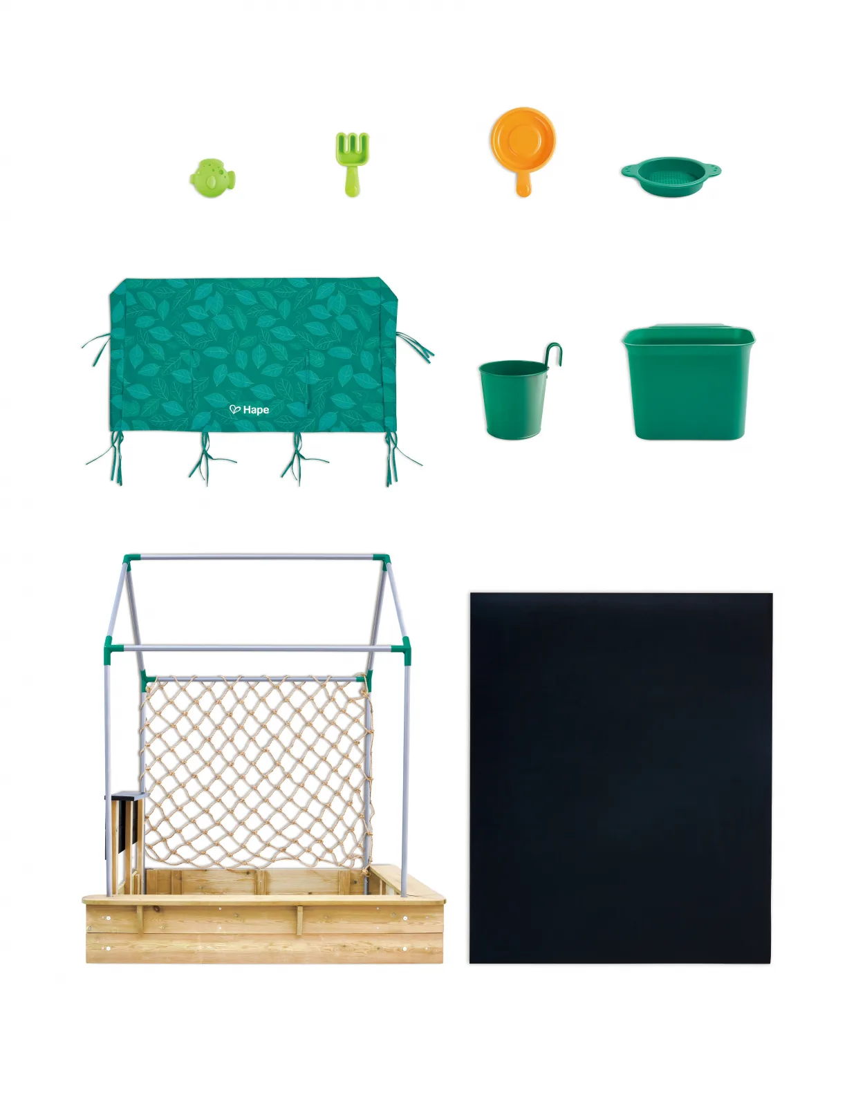 Комплект дървена къщичка пясъчник, Hape, 10 части, 120 x 125 x 92 см - Image 3