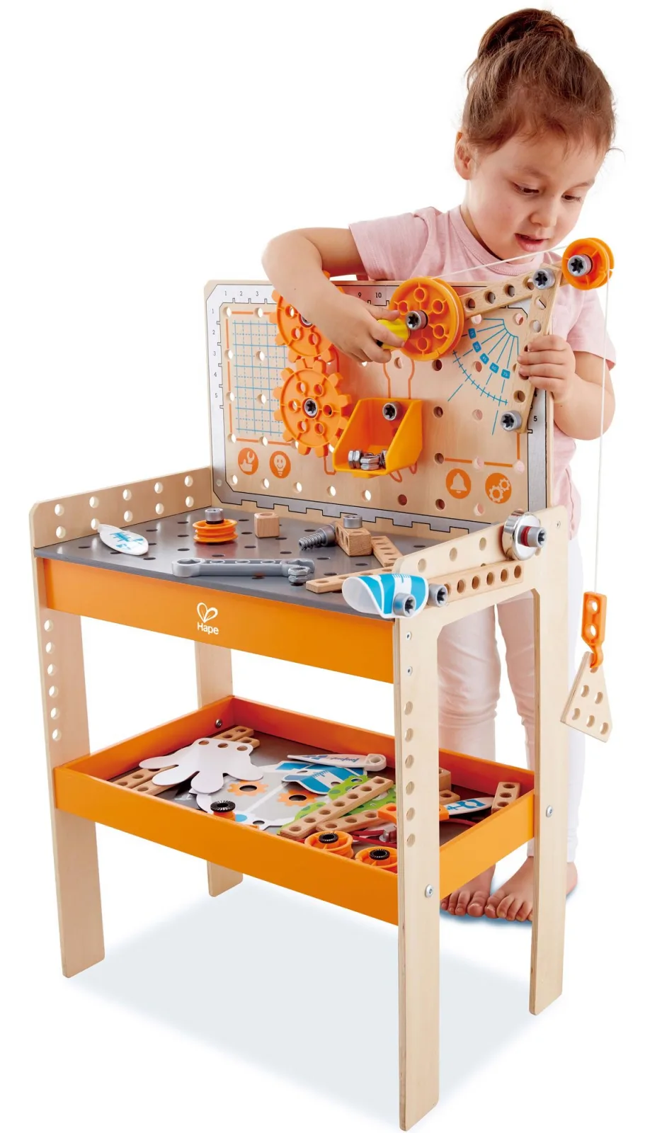 Игрален комплект, Hape, Дървена работна маса, Млад изобретател, 79 части - Image 6