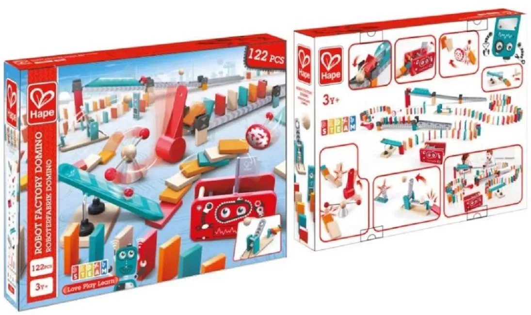 Комплект дървена игра, Hape, Домино, Фабрика, 122 части - Image 6