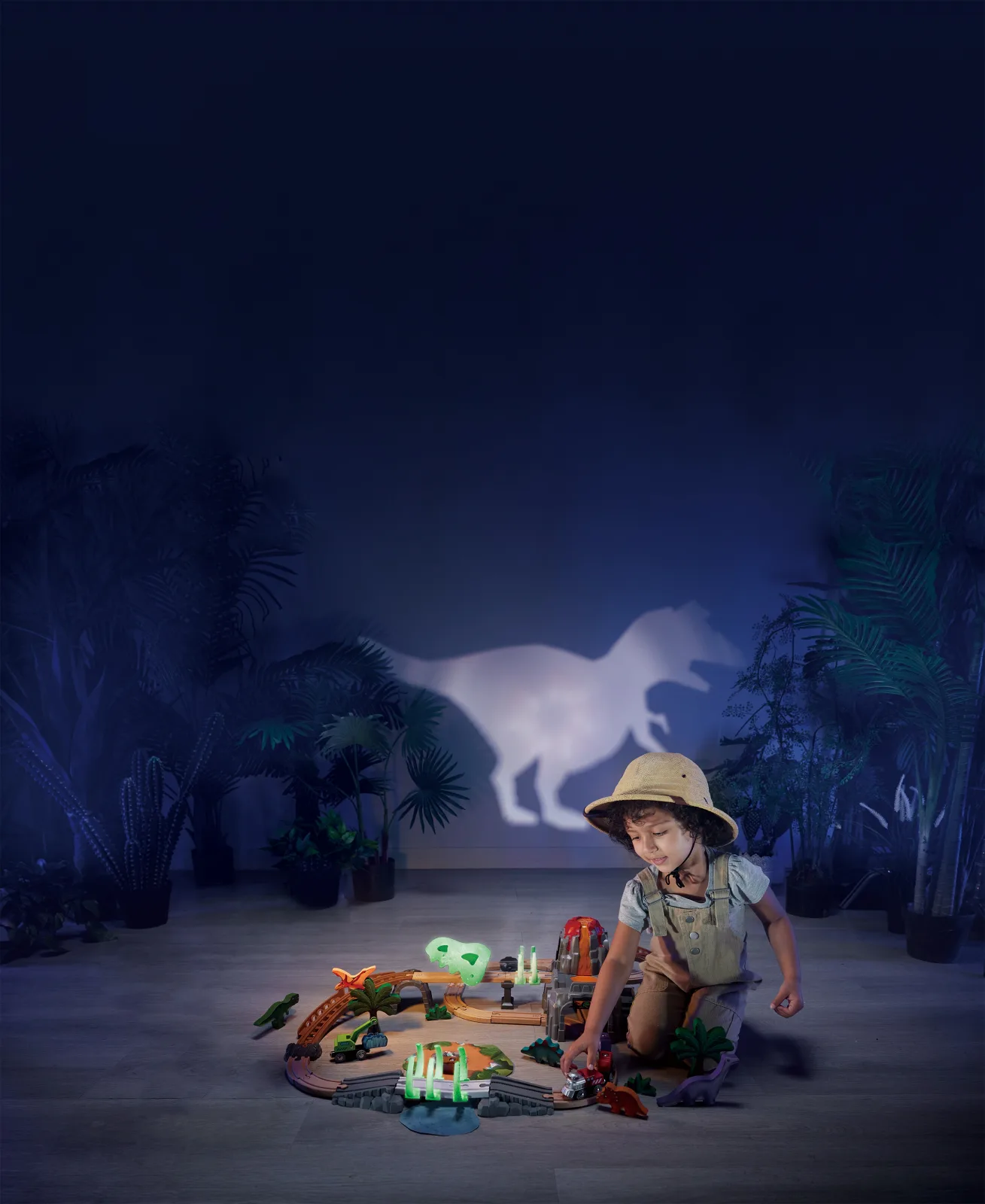 Дървен железопътен комплект, Hape, Дино, 61 части - Image 8