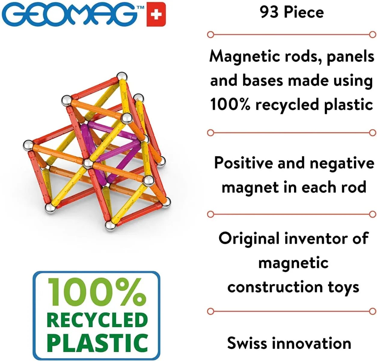 Магнитен конструктор, Geomag, Classic, 93 части - Image 4