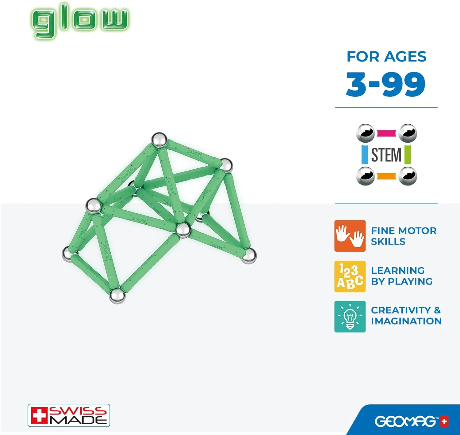 Магнитен конструктор, Geomag, Glow, 42 части - Image 2