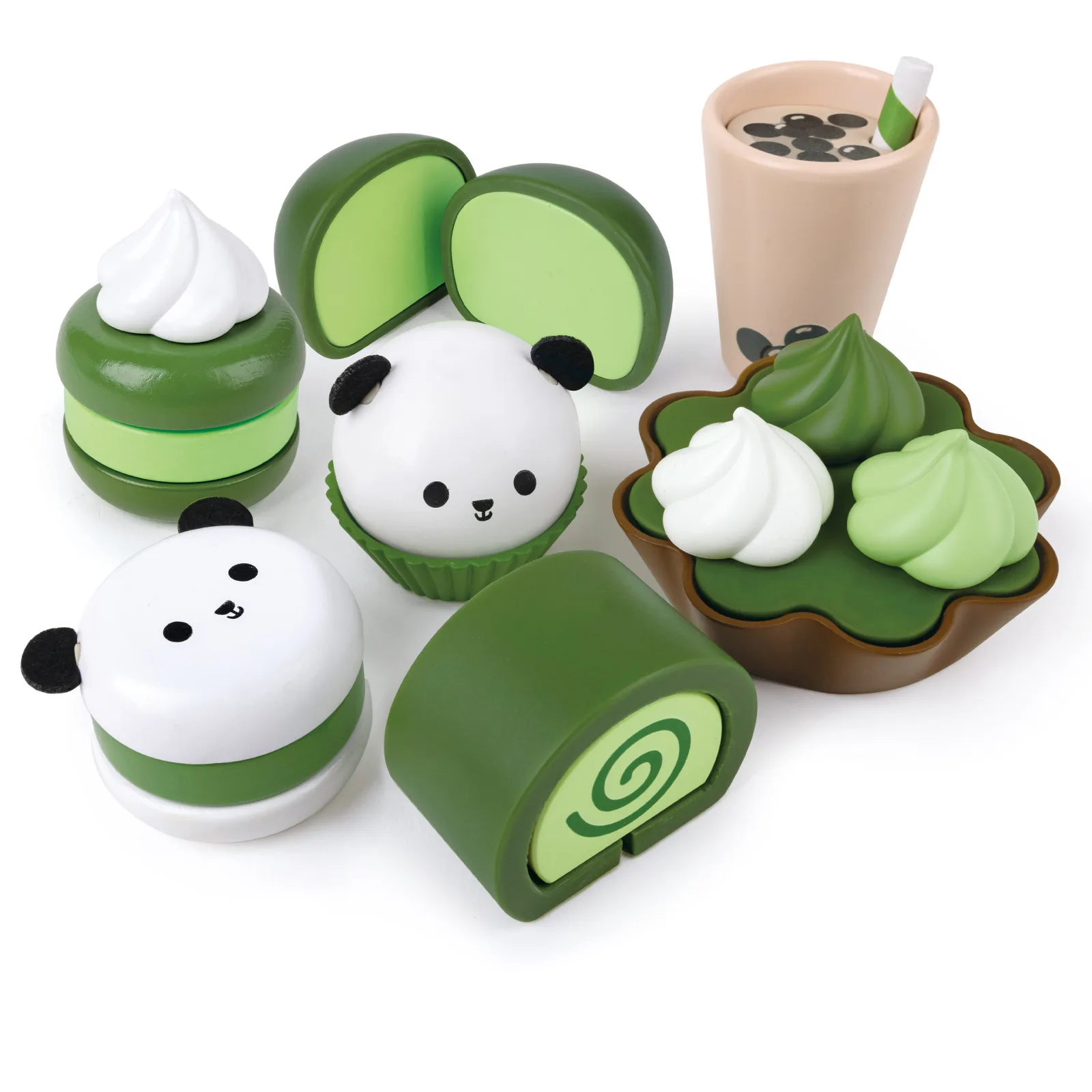 Детски дървен комплект, Hape, Десерт от зелен чай, 8 части - Image 2