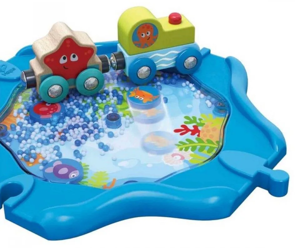 Дървен железопътен комплект, Hape, Подводно влакче, 15 части - Image 2