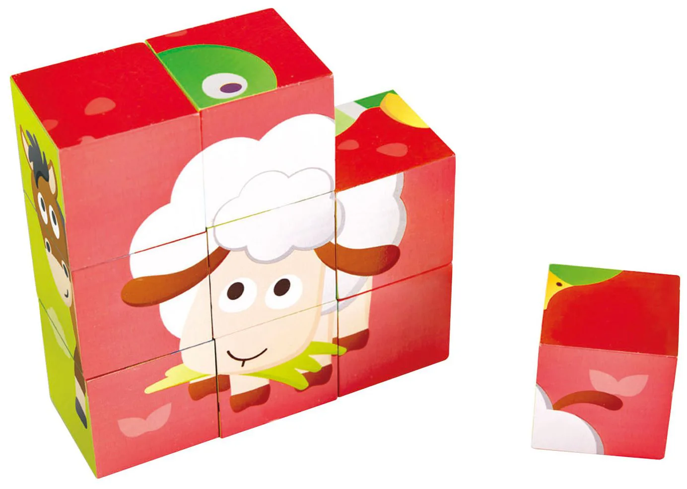 Дървен пъзел с кубчета, Hape, Ферма, 9 части - Image 3