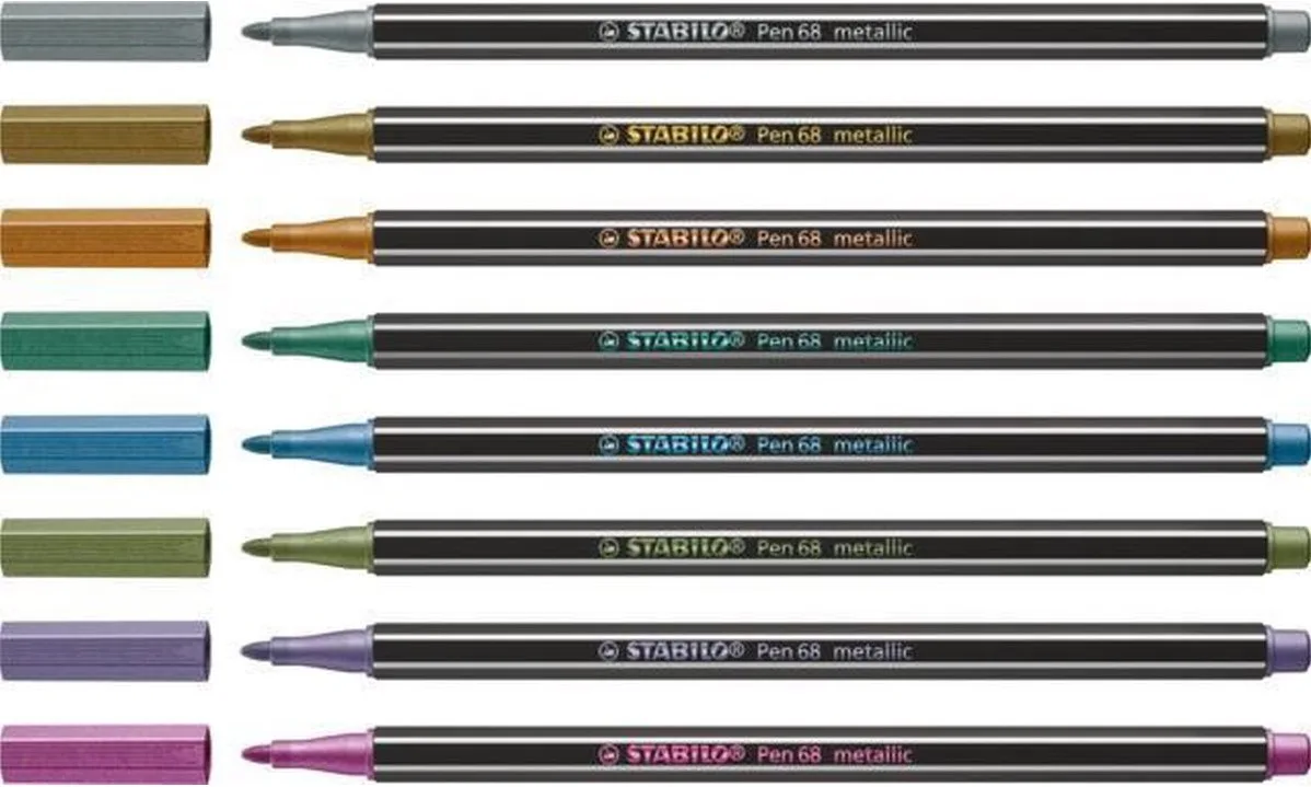 Комплект флумастери, Stabilo, Pen 68 Metallic, 8 цвята - Image 3