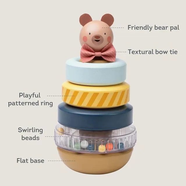 Бебешка играчка, Taf Toys, Кула с рингове за нанизване, Мече - Image 4