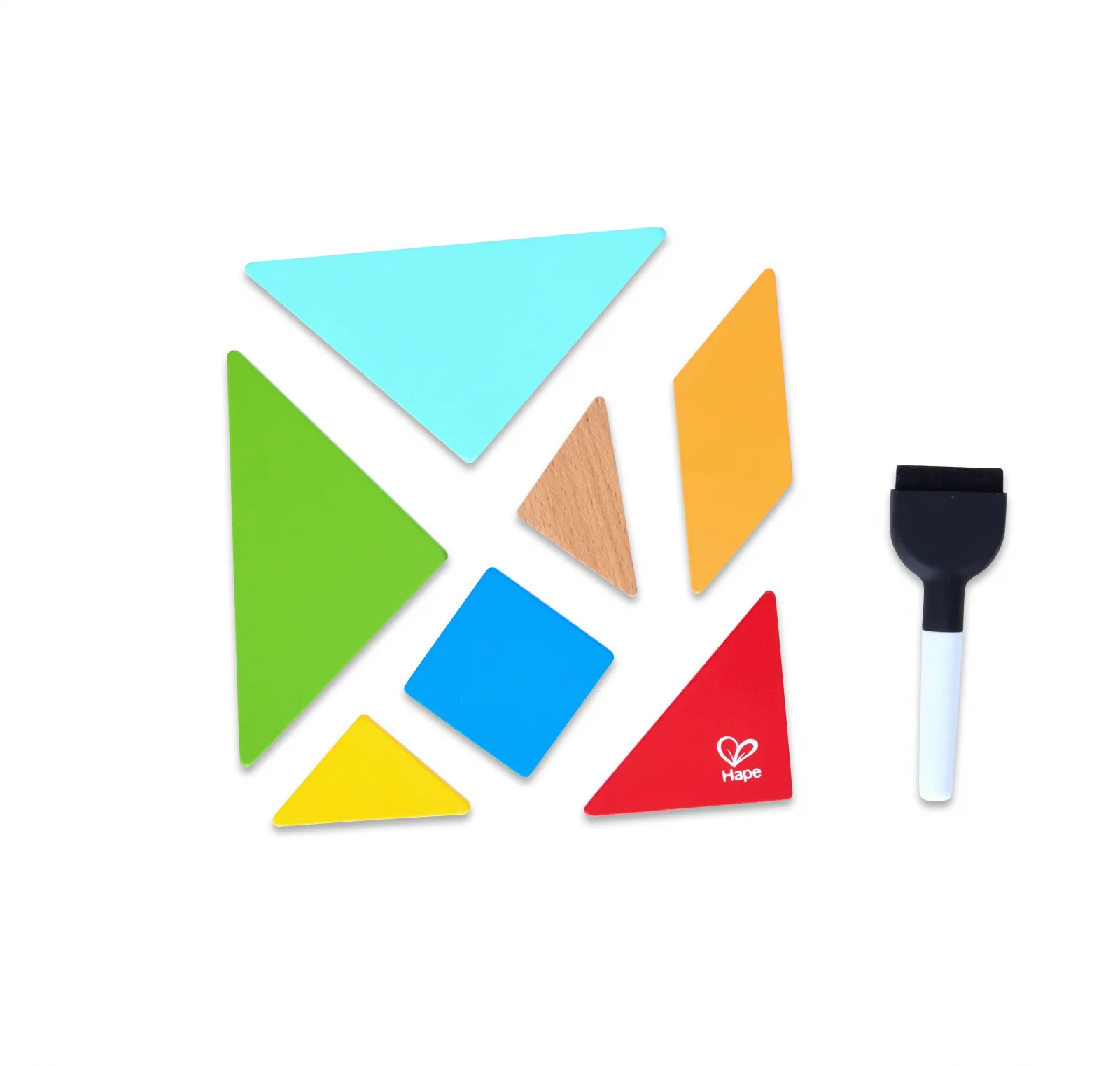 Дървен комплект за игра 2 в 1, Hape, Космически лабиринт и дъска танграм, 15 части - Image 5