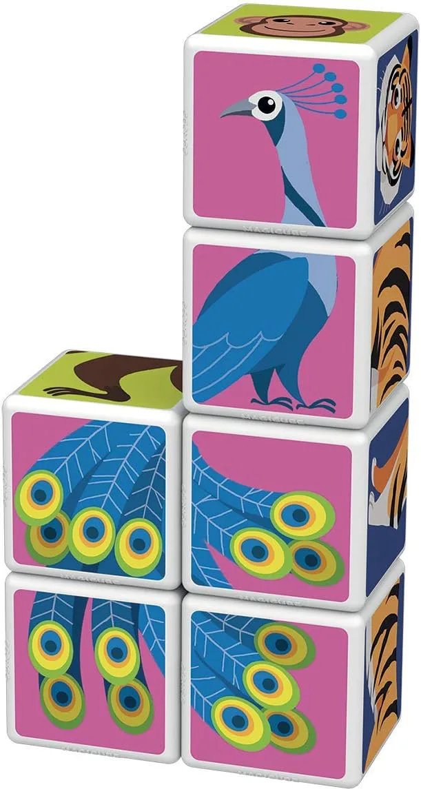 Магнитен конструктор, Geomag, Magicube, Животни в джунглата и карти 145, 9 части - Image 4