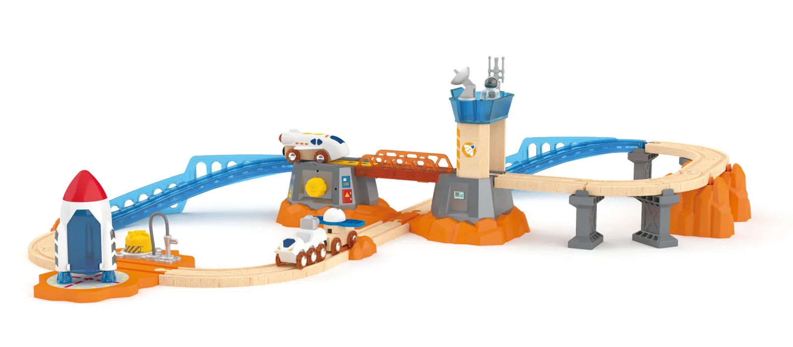 Детски игрален железопътен комплект, Hape, Изстрелване на Марс - Image 2