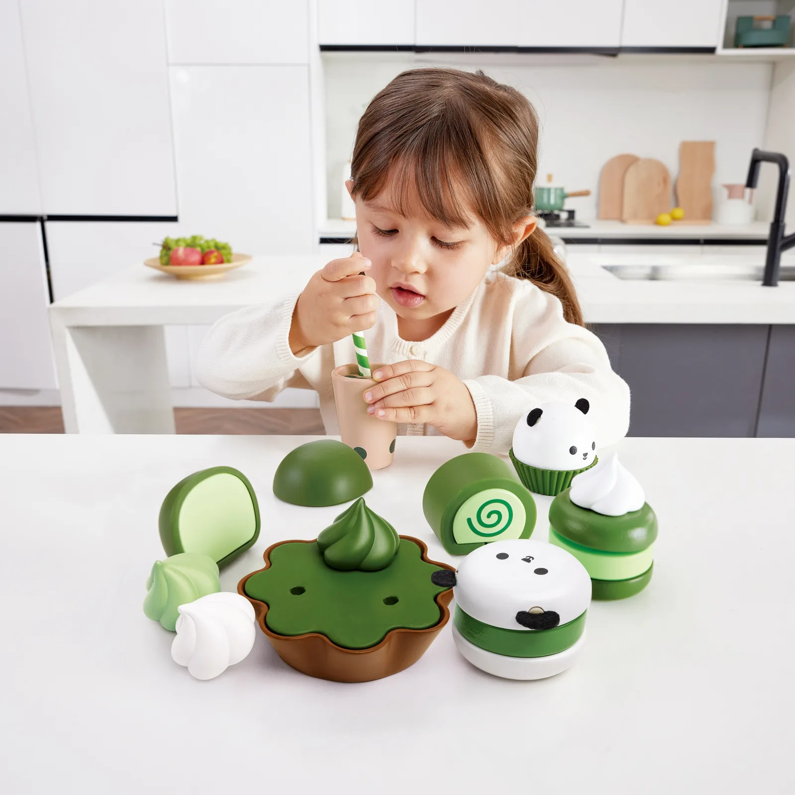 Детски дървен комплект, Hape, Десерт от зелен чай, 8 части - Image 7
