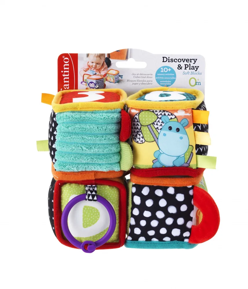 Комплект меки образователни кубчета, Infantino, 4 броя