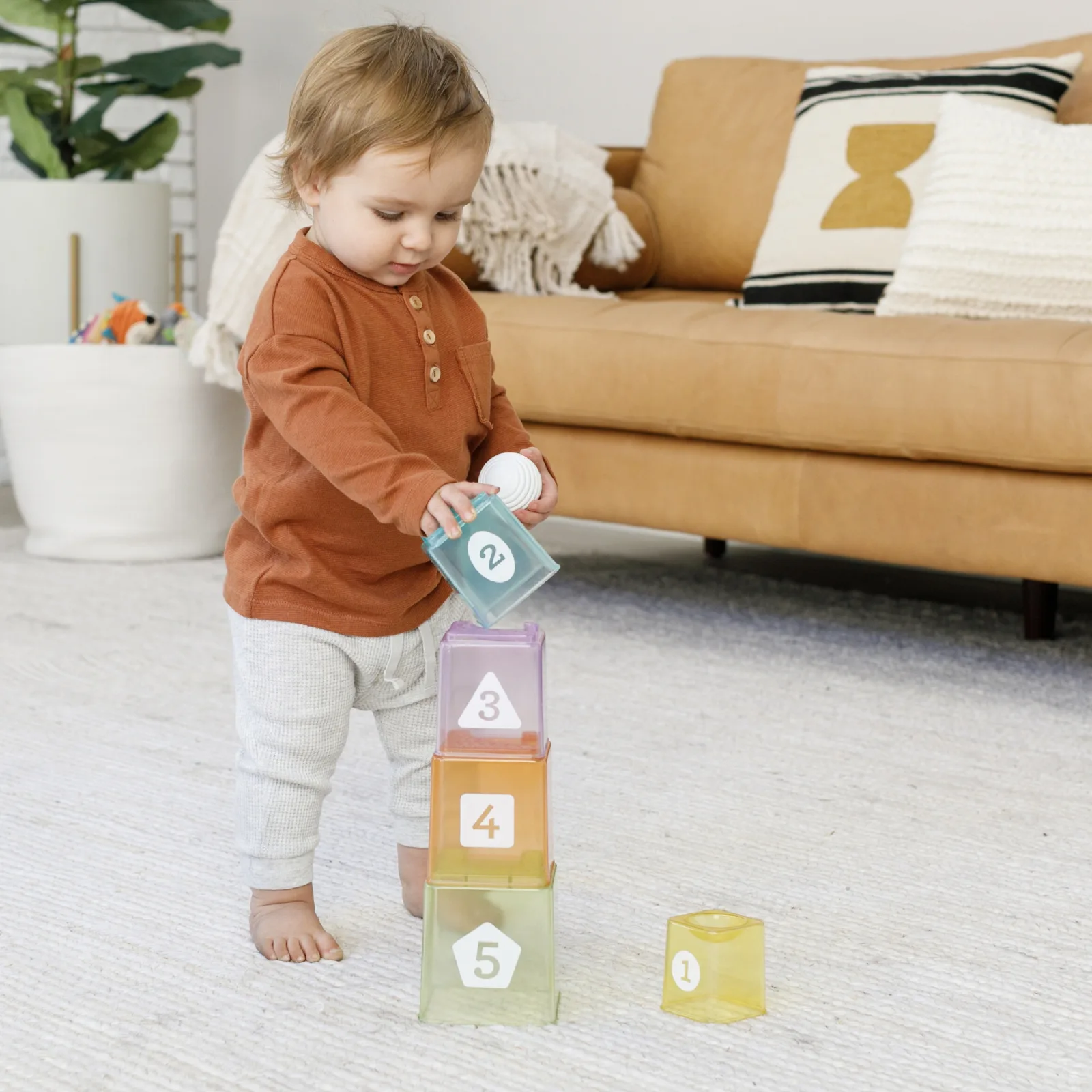 Бебешки комплект за игра, Infantino, Чашки за подреждане и топче - Image 7