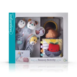 Комплект бебешки играчки, Infantino, Подаръчен комплект, 3 играчки