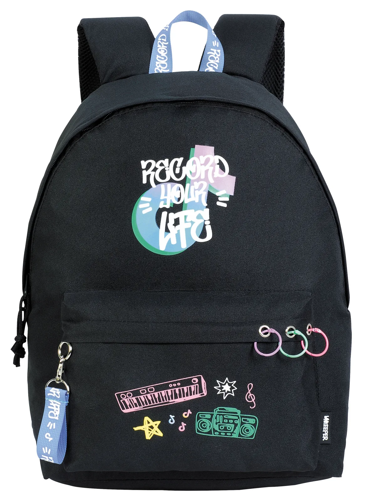 Ученическа раница, Unkeeper, Record Your Life, 44 x 32 x 14 см, Черен - Image 2