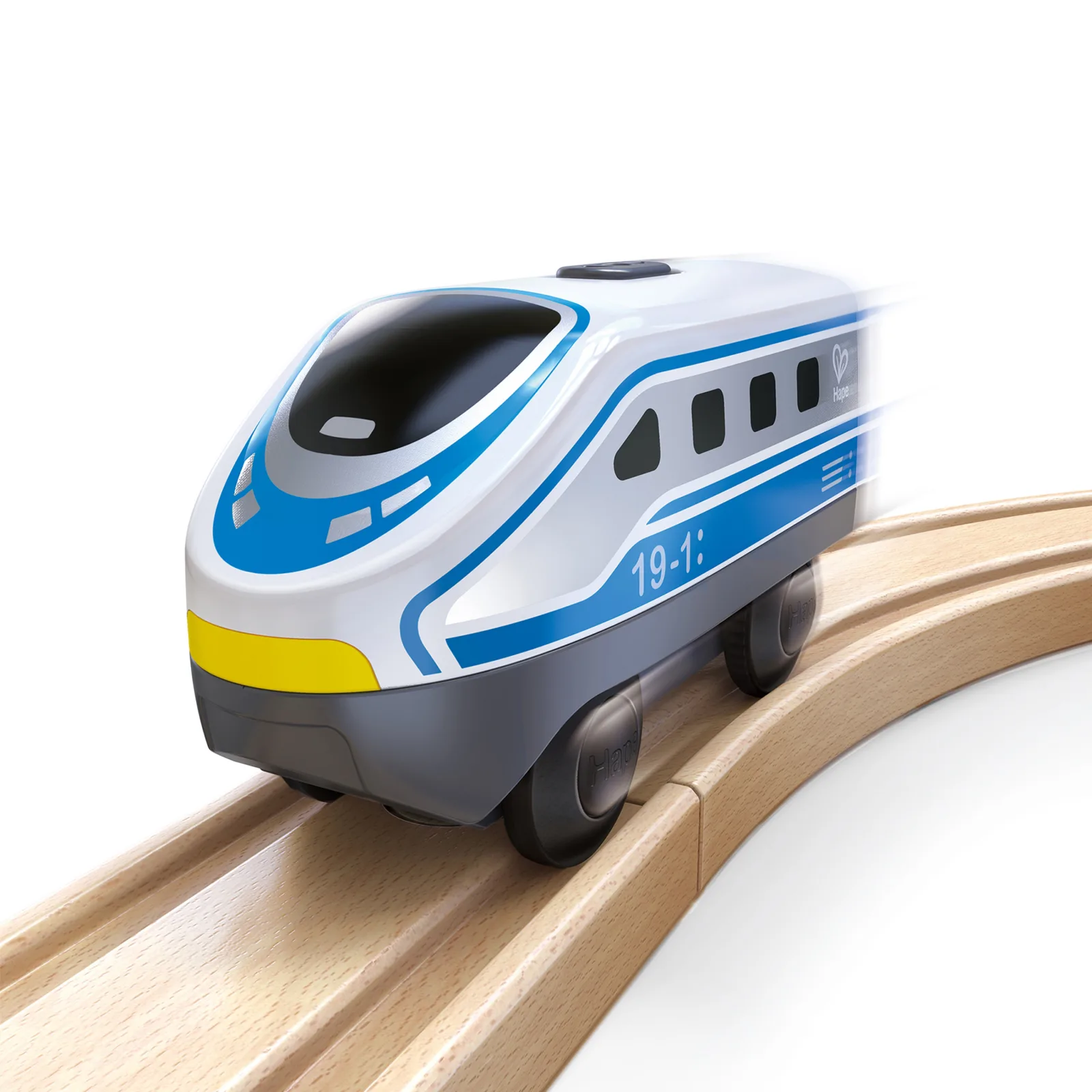 Междуградски локомотив с батерия, Hape, 12 x 4 x 5 см, Син - Image 3
