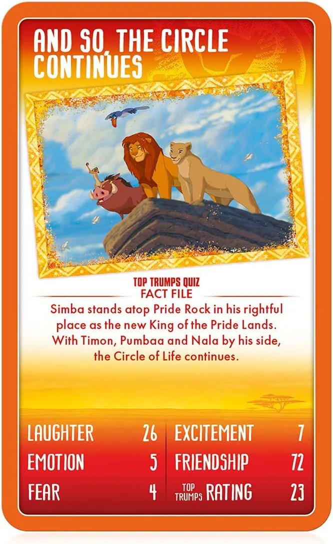 Настолна игра, Winning Moves, Top Trumps, Карти за игра, Цар Лъв - Image 4