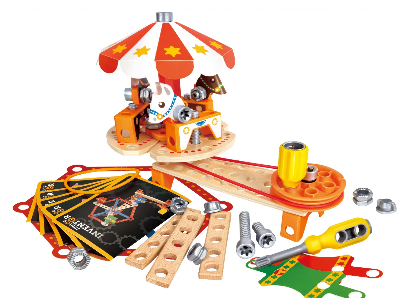 Дървен комплект, Hape, Млад изобретател, Изгради си карнавал, 73 части - Image 6