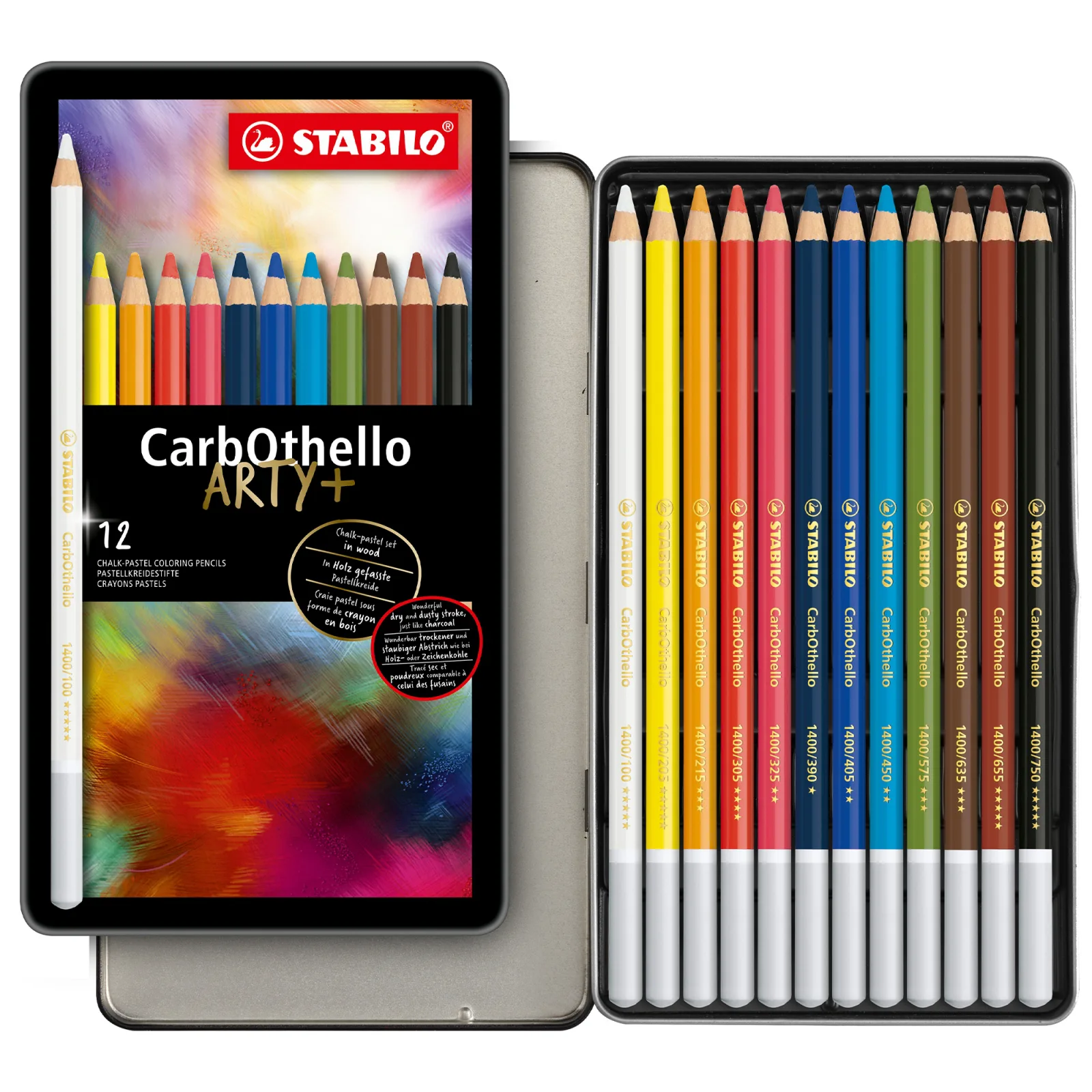 Комплект пастелни моливи, Stabilo, CarbOthello, метална кутия, 12 цвята - Image 2