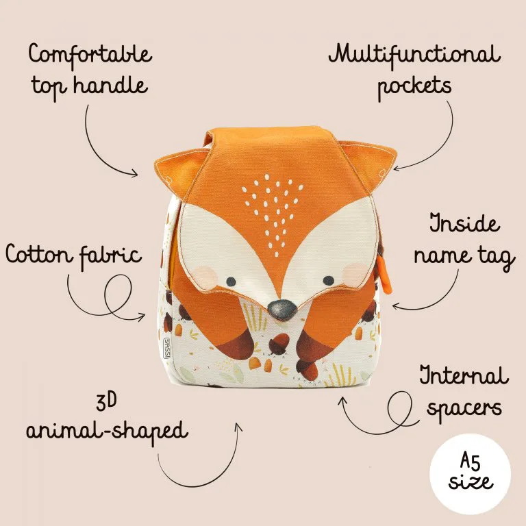 Малка детска раница, Sassi, Лисица, 27.3 х 22 см - Image 8
