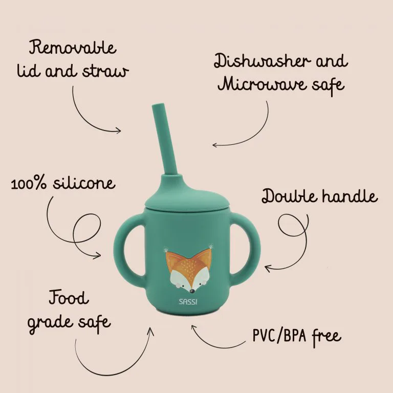 Силиконова чаша със сламка Sassi, Лисица - Image 4