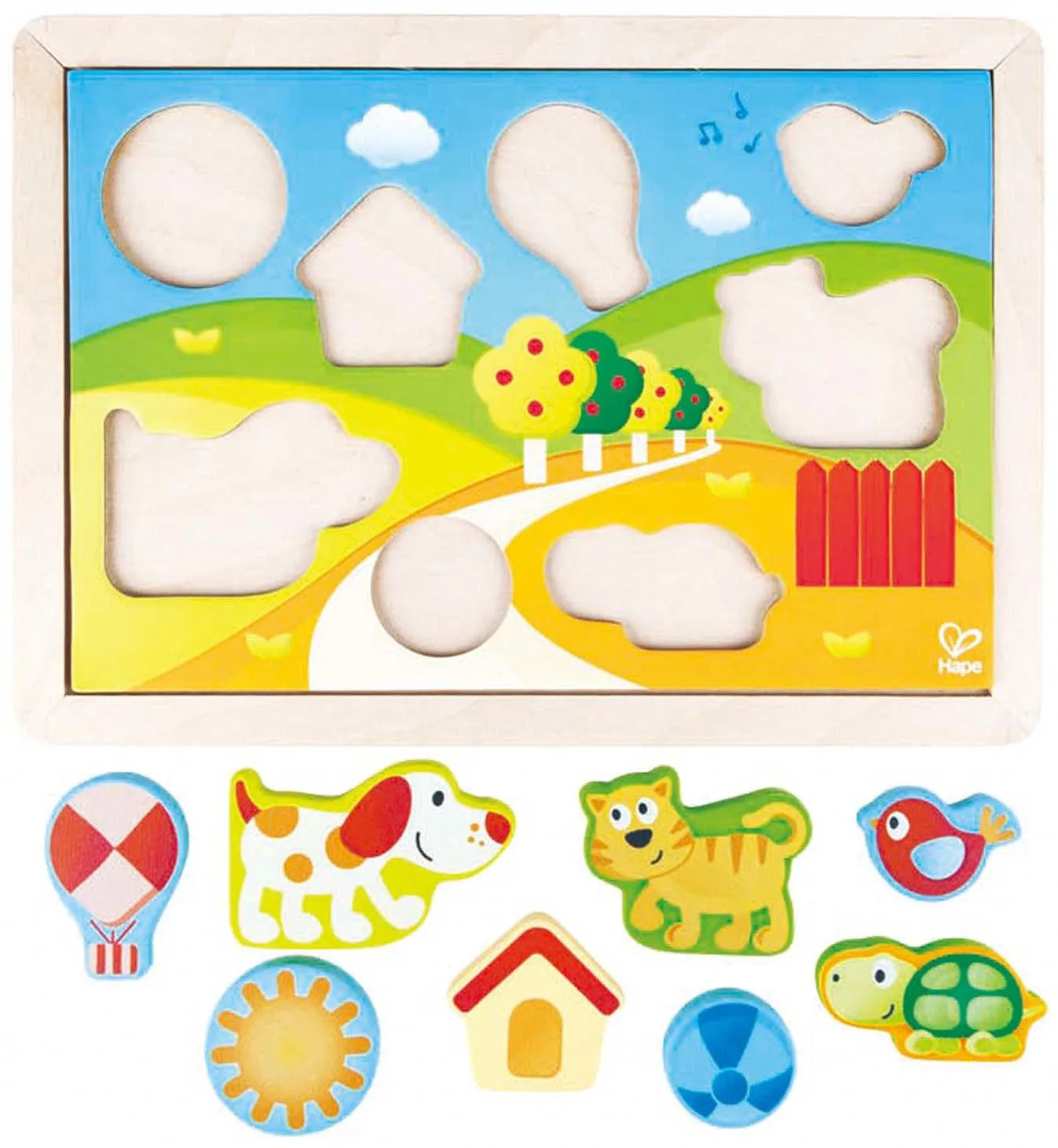 Дървен пъзел 3 в 1, Hape, Слънчевата долина, 12 части - Image 4