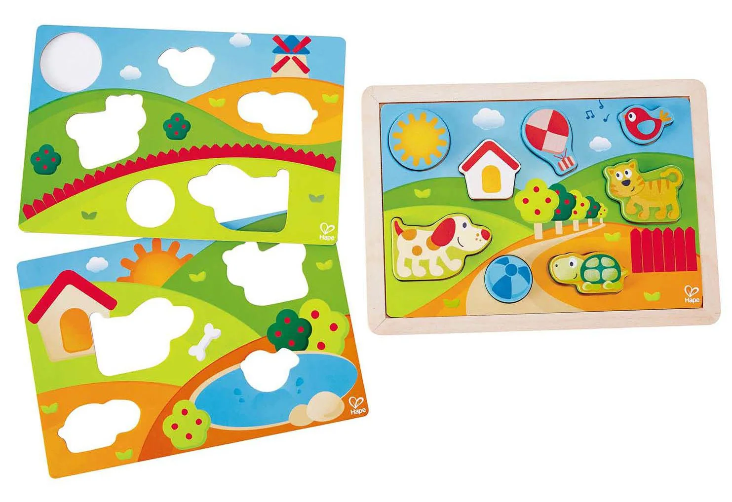 Дървен пъзел 3 в 1, Hape, Слънчевата долина, 12 части - Image 2