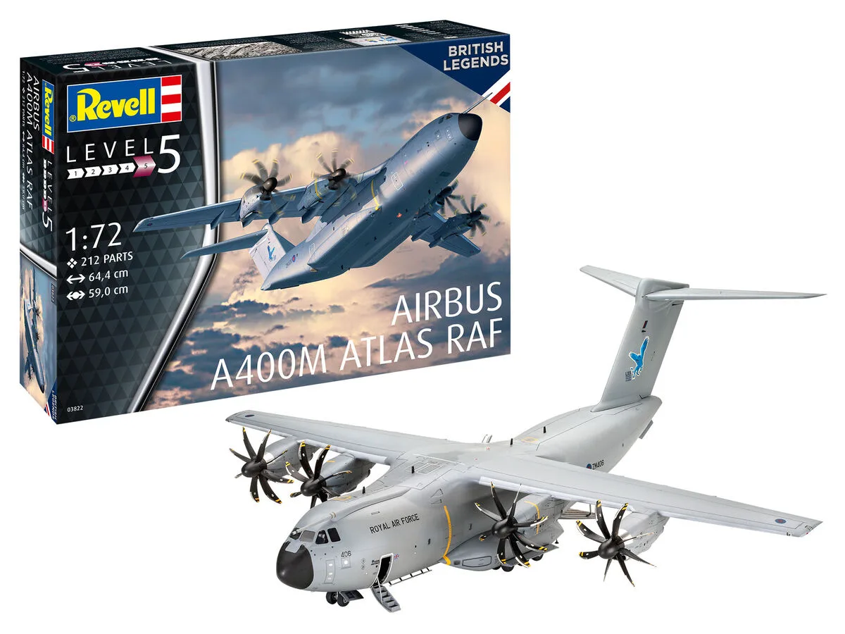Сглобяем модел, Revell, Британски легенди, Airbus A400M Atlas RAF, 212 части - Image 2