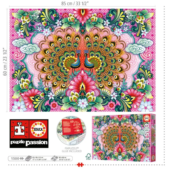 Пъзел, Educa, Бенгалски пауни, 1500 части - Image 3