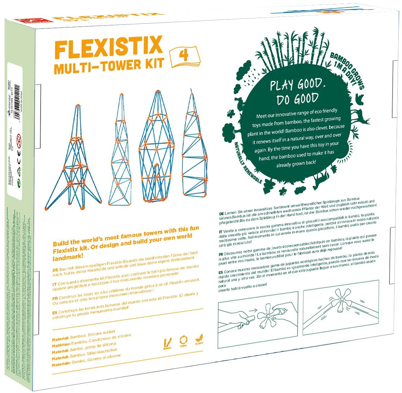 Бамбуков конструктор, Hape Flexistix, Комплект кули, 132 части - Image 5