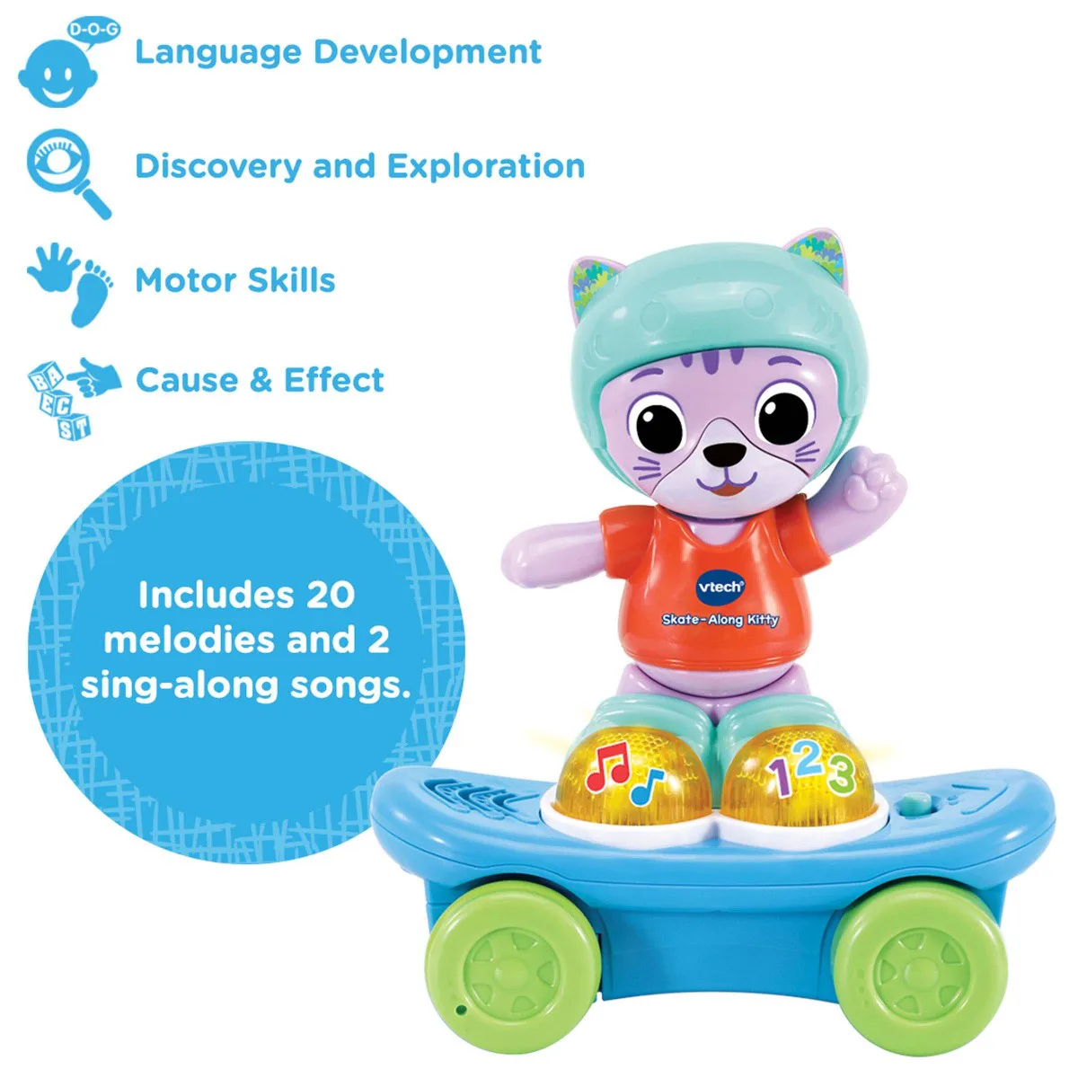 Интерактивна играчка, Vtech, Коте на скейтборд, 8 x 16 x 18 cm - Image 5