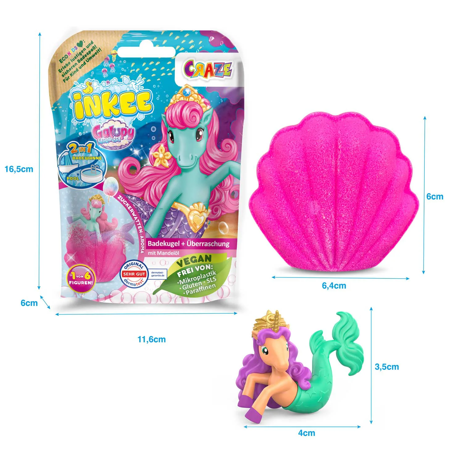 Ефервесцентна бомбичка за баня, Craze, Galupy Mermaid изненада, 100 гр - Image 3