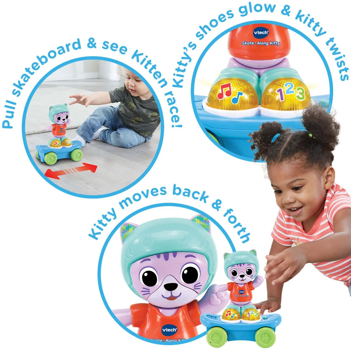 Интерактивна играчка, Vtech, Коте на скейтборд, 8 x 16 x 18 cm - Image 4