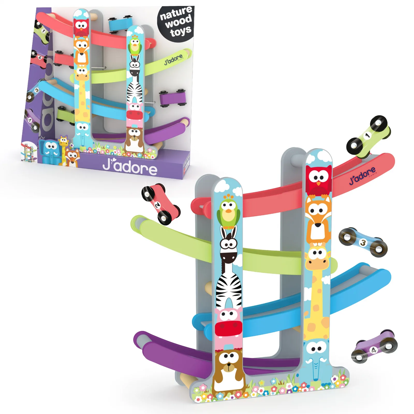 Комплект дървена цветна състезателна писта, J′adore, 5 части - Image 3