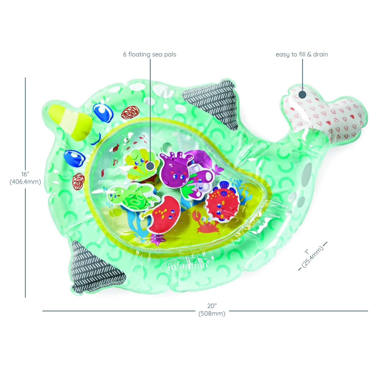 Голяма водна постелка за игра, Infantino, Нарвал, 50.8 x 40.6 см - Image 5