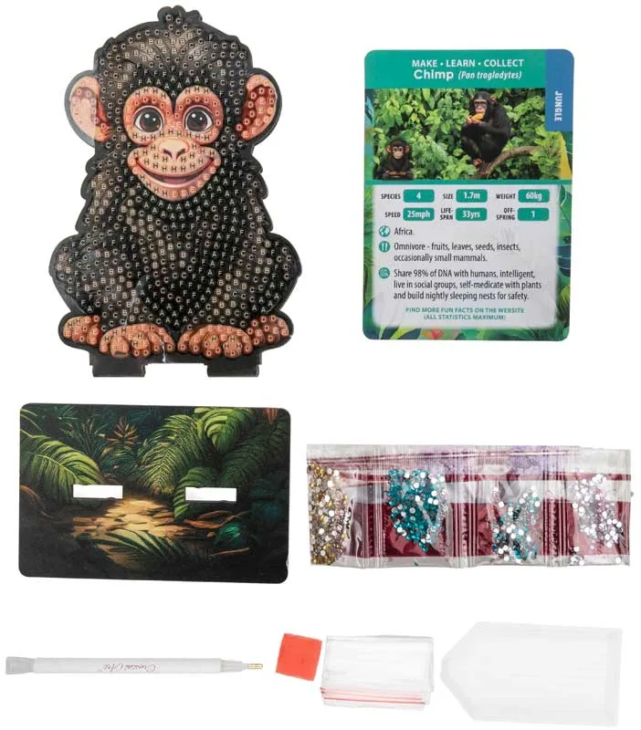 Комплект за диамантена бродерия, Craft Buddy, Crystal Art Buddies, Шимпанзе, 7 части - Image 4