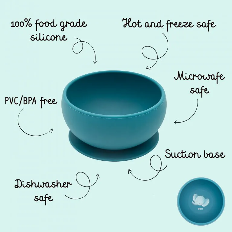 Силиконова купичка за хранене с вакуум, Sassi, Слон - Image 7