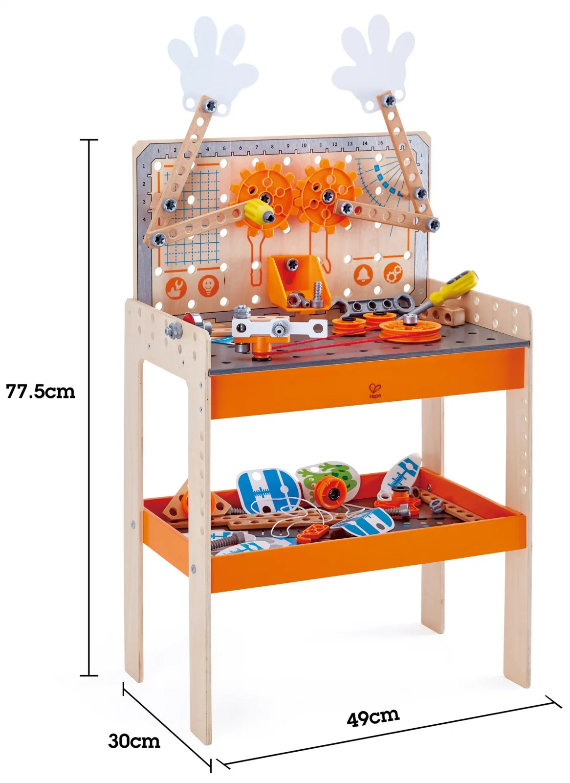 Игрален комплект, Hape, Дървена работна маса, Млад изобретател, 79 части - Image 2