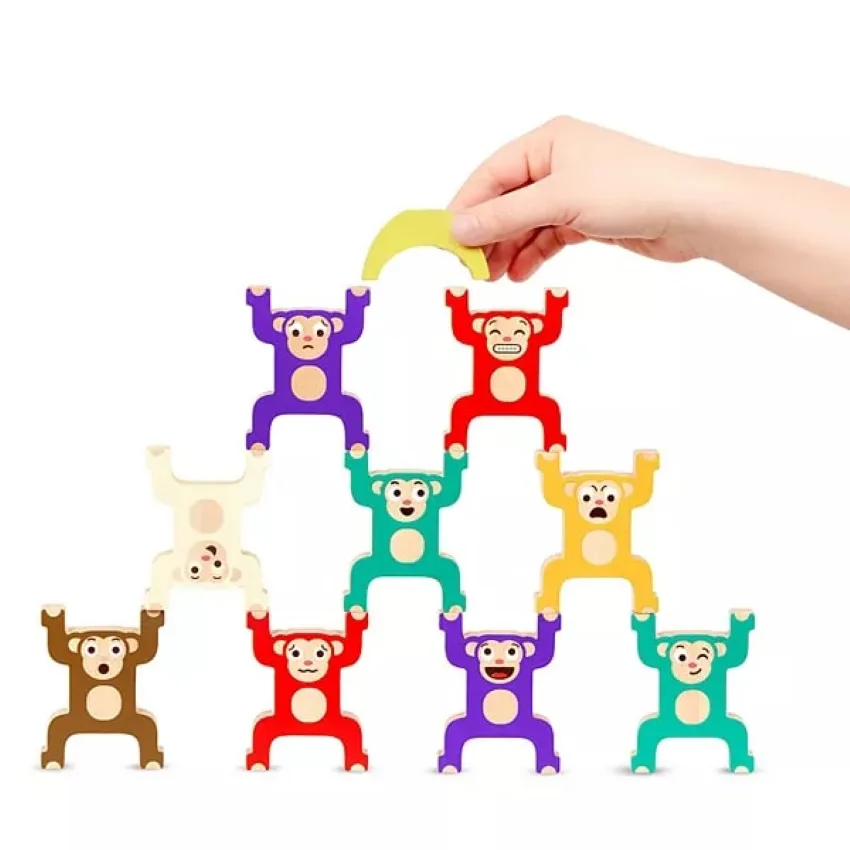 Образователен комплект, Battat, Дървени маймунки за подреждане, 19 части - Image 3