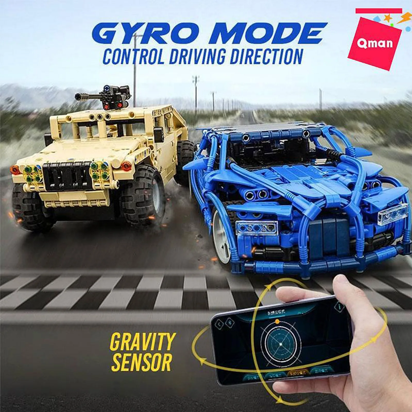 Конструктор, Qman, Model Power, Супер автомобил Фантом с RC управление, 531 части - Image 2