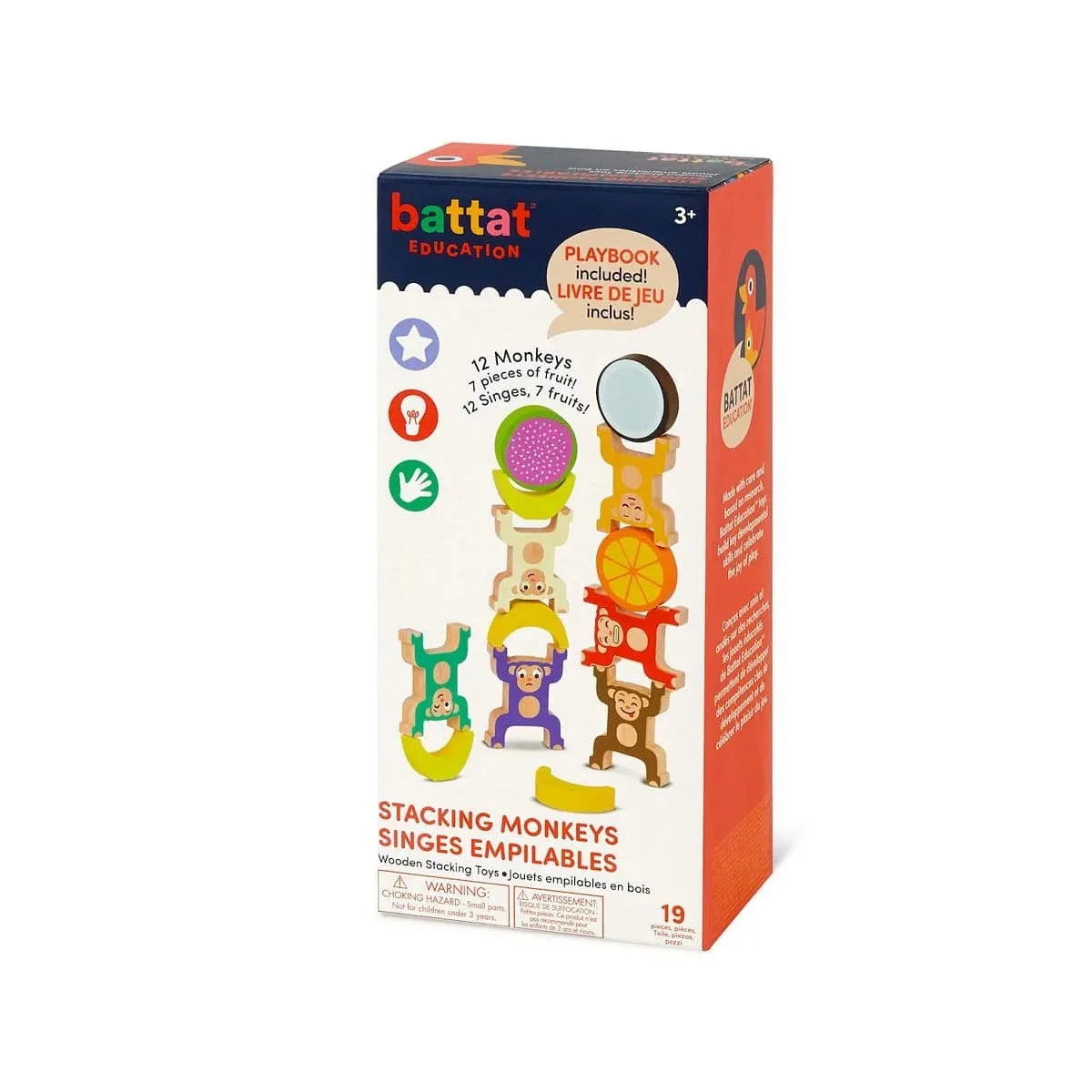 Образователен комплект, Battat, Дървени маймунки за подреждане, 19 части - Image 5