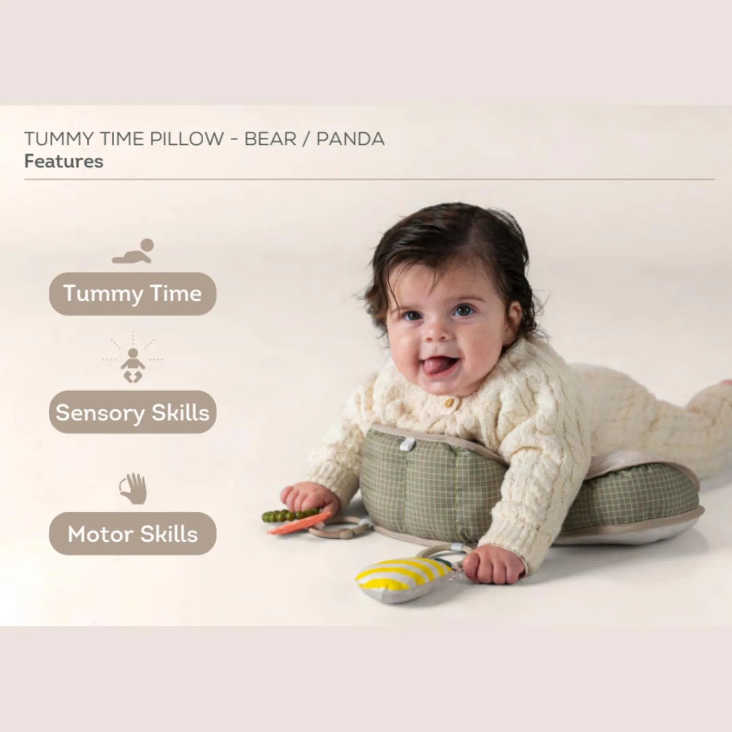 Плюшена бебешка възглавница, Taf Toys, Мече, 40 x 27 x 11 см - Image 5